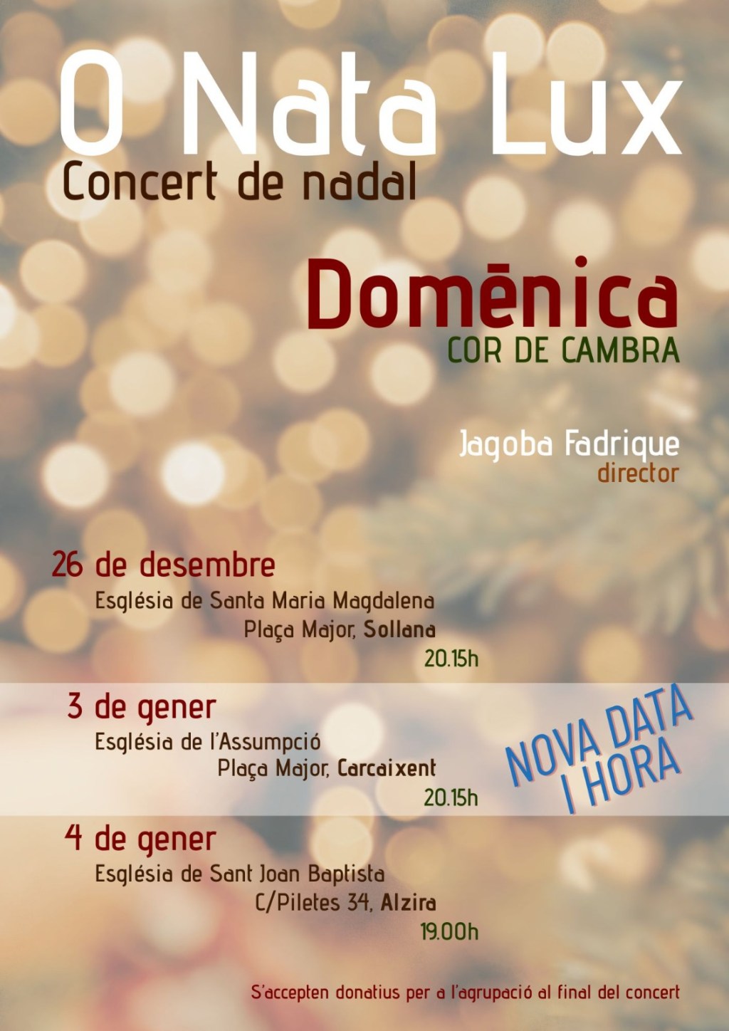 S’ajorna el concert del 28 de desembre